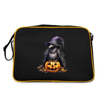 Corbeau citrouille d’Halloween - Sac Retro - noir/or - Dos