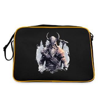 Wikinger Schlachtruf Nordisches Wikinger - Retro Tasche - Schwarz/Gold - Hinten