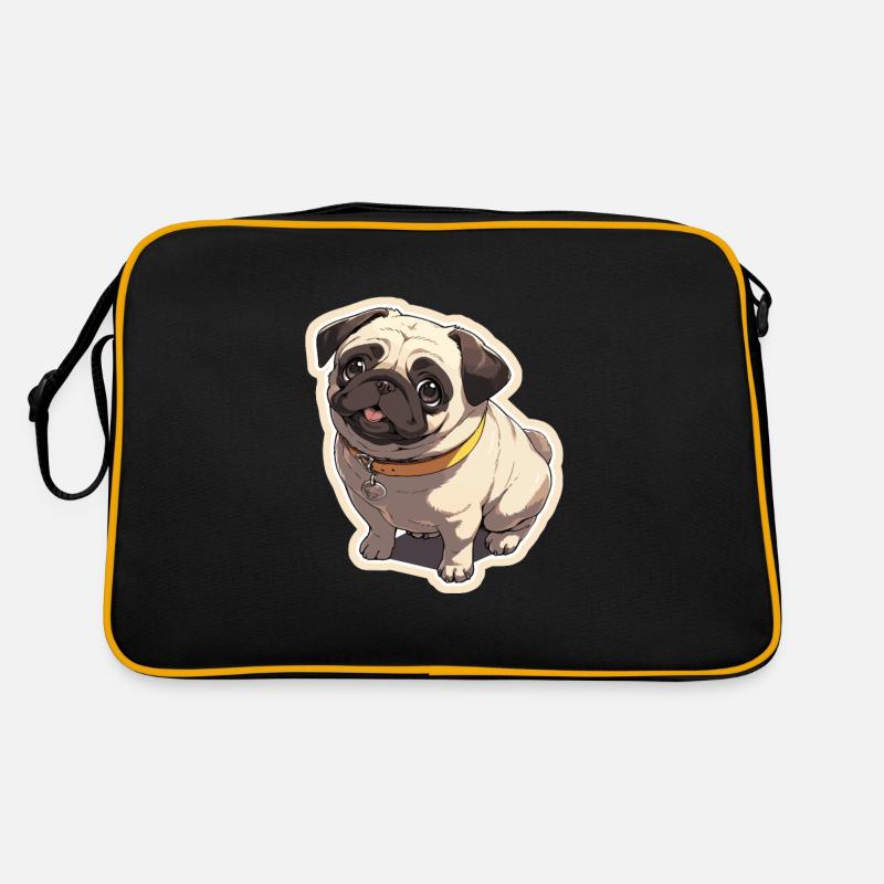 Mops Mops Hund Mops Geschenke Mops Liebhaber - Retro Tasche - Schwarz/Gold