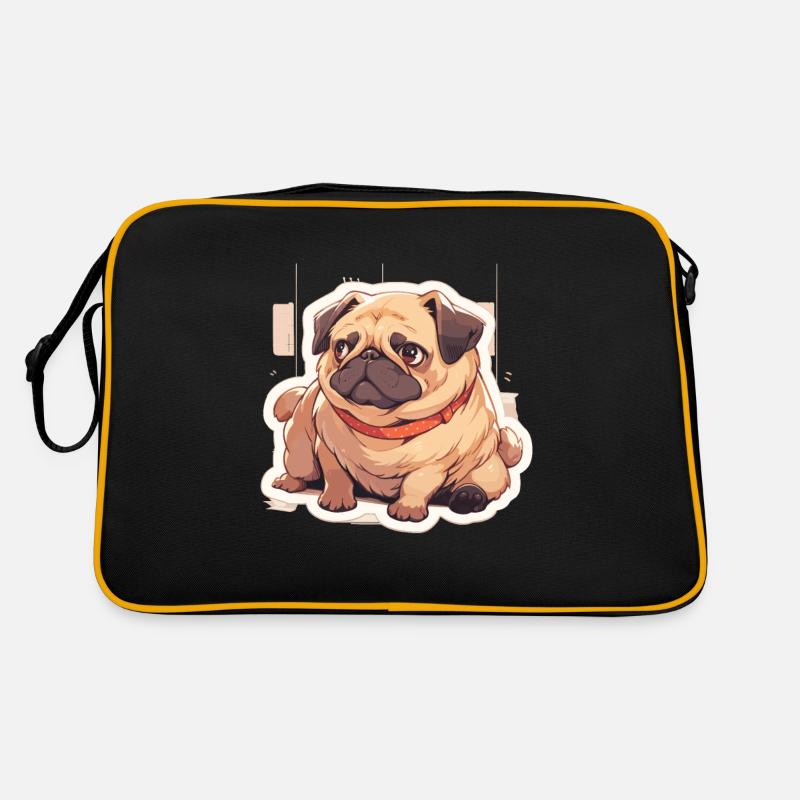 Mops Mops Hund Mops Geschenke Mops Liebhaber - Retro Tasche - Schwarz/Gold
