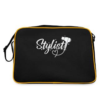 Stylist Friseur Beruf Haarschnitt - Retro Tasche - Schwarz/Gold - Hinten
