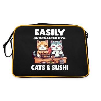 Neko Sushi Japonais Foodie Chats Sushi - Sac Retro - noir/or - Dos