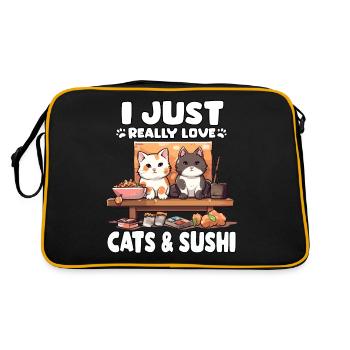 Sushi cats Neko cat Otaku T Japan Sushi - Retro Bag - black/gold - Back