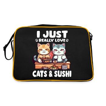 Otaku Anime T Japon Foodies Kawaii Cats Sushi - Sac Retro - noir/or - Dos