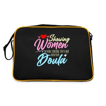Doula Showing Women How Strong They Are Midwife - Retro Tasche - Schwarz/Gold - Hinten