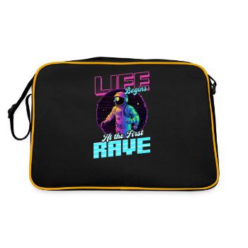 Edm Rave Life Begins First Rave - Retro Bag - black/gold - Back
