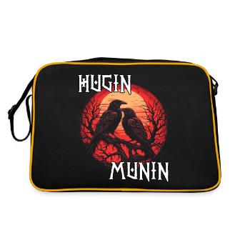 Valhalla | Wikinger Krieger T-Shirt | Odins Raben - Retro Tasche - Schwarz/Gold - Hinten