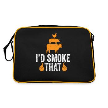 Barbeque I'd Smoke That Smoke Gegrillt - Retro Tasche - Schwarz/Gold - Hinten