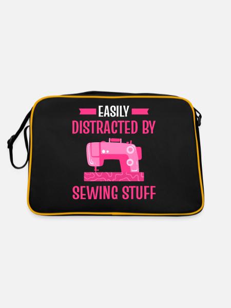 Easily Distracted By Sewing Stuff Sewing Lover - Retro Bag - black/gold - Back