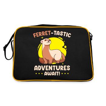 Frettchen Geschenk für Frettchen Besitzer - Retro Tasche - Schwarz/Gold - Hinten