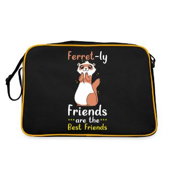 Frettchen Geschenk für Frettchen Besitzer - Retro Tasche - Schwarz/Gold - Hinten