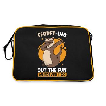 Frettchen Geschenk für Frettchen Besitzer - Retro Tasche - Schwarz/Gold - Hinten