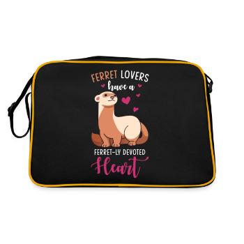 Frettchen Geschenk für Frettchen Besitzer - Retro Tasche - Schwarz/Gold - Hinten