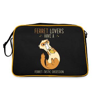 Frettchen Geschenk für Frettchen Besitzer - Retro Tasche - Schwarz/Gold - Hinten