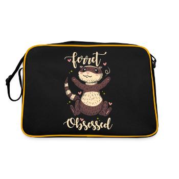 Frettchen Geschenk für Frettchen Besitzer - Retro Tasche - Schwarz/Gold - Hinten