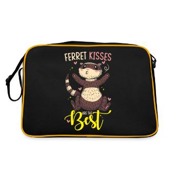 Frettchen Geschenk für Frettchen Besitzer - Retro Tasche - Schwarz/Gold - Hinten