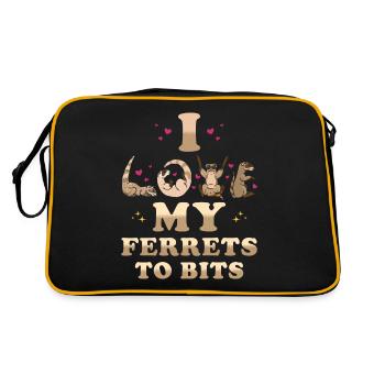 Frettchen Geschenk für Frettchen Besitzer - Retro Tasche - Schwarz/Gold - Hinten
