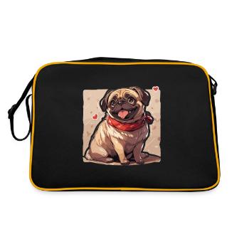 Pug Pug Dog Pug Gifts Pug Lovers - Retro Bag - black/gold - Back