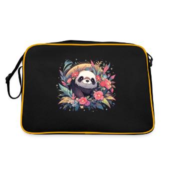 Panda Panda Bear Panda Baby Pandas - Retro Bag - black/gold - Back