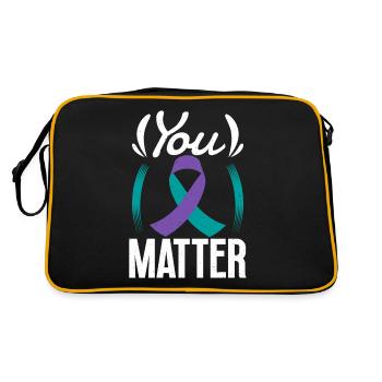 Suicide Prevention With Teal & Purple - Retro Bag - black/gold - Back