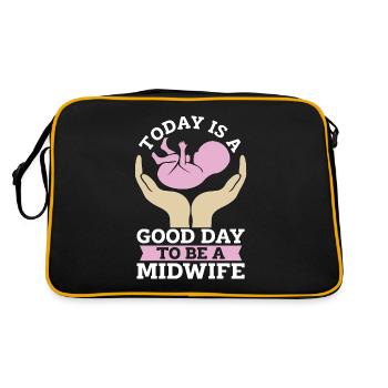 Midwife Today Is A Good Day To Be Doula Midwives - Retro Tasche - Schwarz/Gold - Hinten