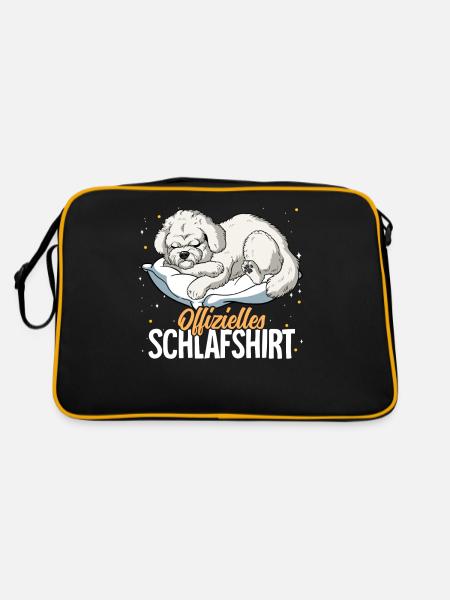 Offizielles Schlafshirt Bichon Frise - Retro Tasche - Schwarz/Gold