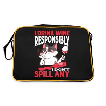 I Drink Wine Responsibly, I Don't Spill Any 2 - Retro Tasche - Schwarz/Gold - Hinten