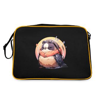 Vogel Vögel Lustige Tiere Waldbewohner Tier - Retro Tasche - Schwarz/Gold - Hinten