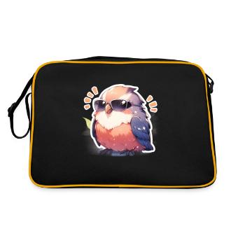 Vogel Vögel Lustige Tiere Waldbewohner Tier - Retro Tasche - Schwarz/Gold - Hinten