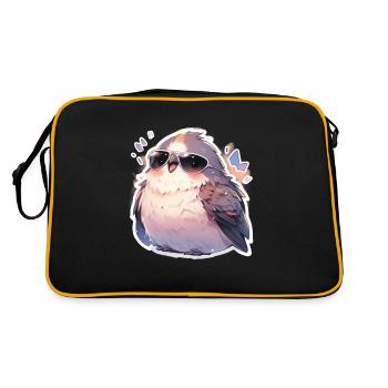 Vogel Vögel Lustige Tiere Waldbewohner Tier - Retro Tasche - Schwarz/Gold - Hinten