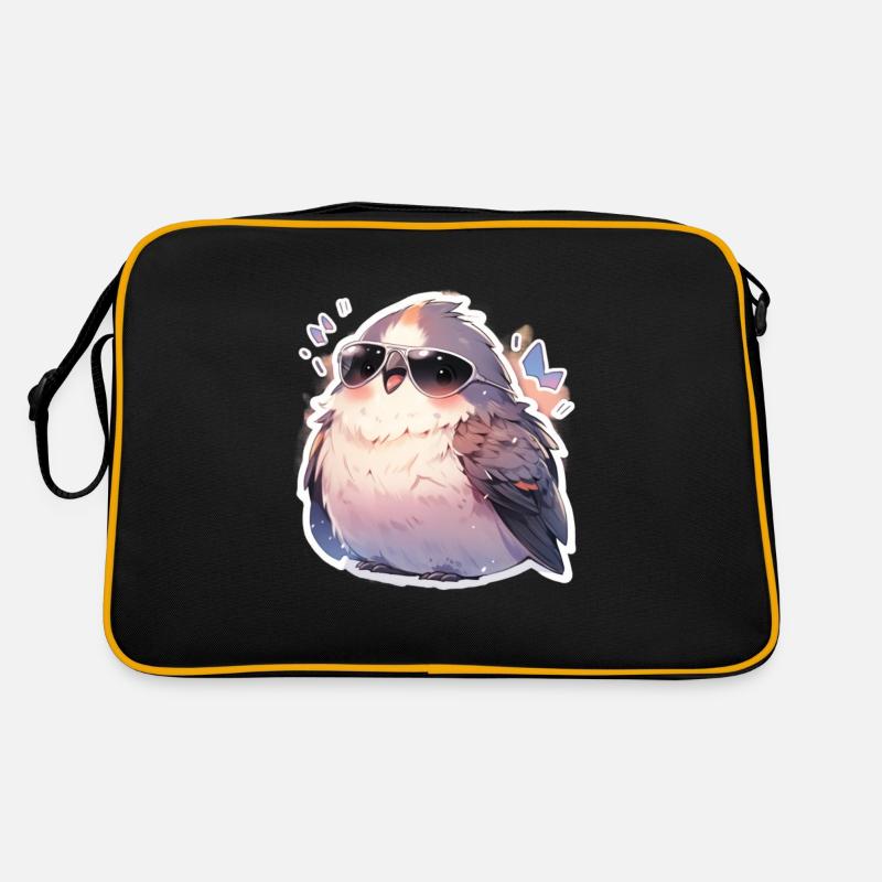 Vogel Vögel Lustige Tiere Waldbewohner Tier - Retro Tasche - Schwarz/Gold
