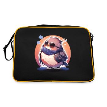 Vogel Vögel Lustige Tiere Waldbewohner Tier - Retro Tasche - Schwarz/Gold - Hinten