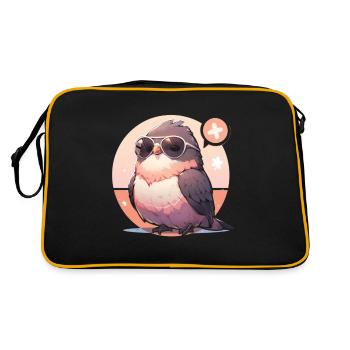 Vogel Vögel Lustige Tiere Waldbewohner Tier - Retro Tasche - Schwarz/Gold - Hinten