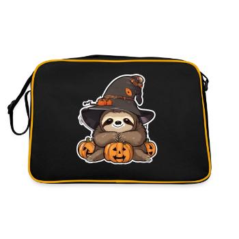 Faultier Halloween Faultiere Faultier Kürbis - Retro Tasche - Schwarz/Gold - Hinten