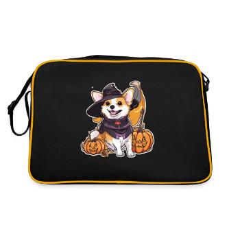 Corgi Corgi Hund Corgi Halloween Corgis - Retro Tasche - Schwarz/Gold - Hinten