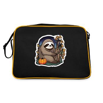Faultier Halloween Faultiere Faultier Kürbis - Retro Tasche - Schwarz/Gold - Hinten