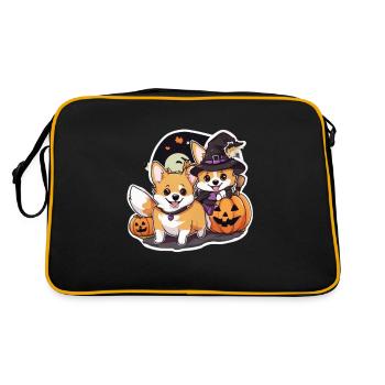 Corgi Corgi Hund Corgi Halloween Corgis - Retro Tasche - Schwarz/Gold - Hinten