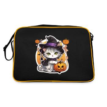White Cat Cat Halloween Cat Witch Witch Hat - Retro Bag - black/gold - Back