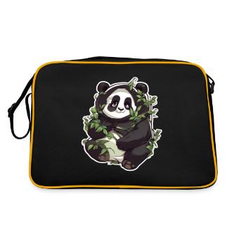 Panda Pandas Panda Baby Panda Animal Animals - Retro Bag - black/gold - Back