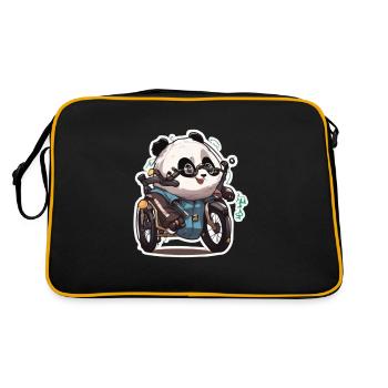 Panda Bike Panda Pandas Panda Bear - Retro Bag - black/gold - Back