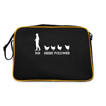 Ich Und Meine Follower Landwirt Huhn Hühner - Retro Tasche - Schwarz/Gold - Hinten