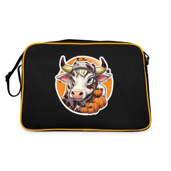 Vache laitière Vache Vache Halloween Fermier d’automne - Sac Retro - noir/or - Dos
