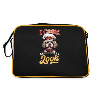 Kochmesser Ich koche so gut, wie ich aussehe - Retro Tasche - Schwarz/Gold - Hinten