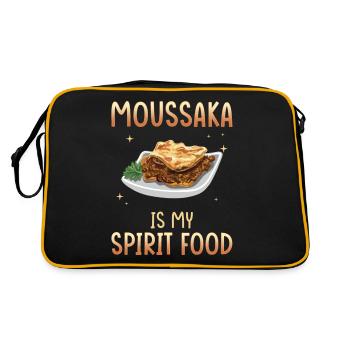 Moussaka ist meine Leibspeise - Retro Tasche - Schwarz/Gold - Hinten