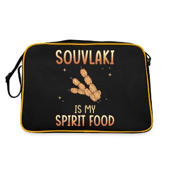 Souvlaki ist meine Leibspeise - Retro Tasche - Schwarz/Gold - Hinten