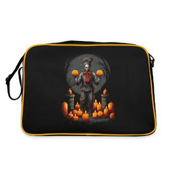 Gruseliger Halloween Clown Mit Blutigen Kürbissen - Retro Tasche - Schwarz/Gold - Hinten