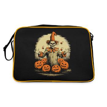 Spooky Clown With Moon And Pumpkins Halloween - Retro Bag - black/gold - Back
