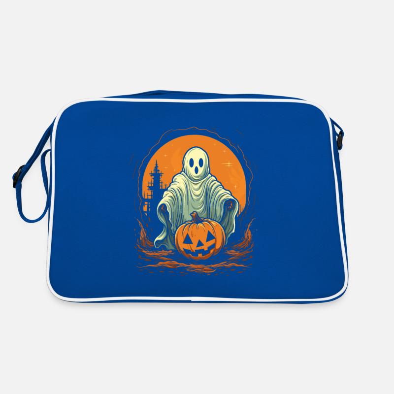 fantôme effrayant avec citrouille scène de nuit d’Halloween Sac Retro