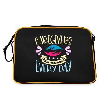 Caregiving Caregivers Earn Their Caregiving Team - Retro Tasche - Schwarz/Gold - Hinten