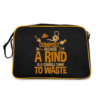 Compost A Rind Is A Terrible Thing To Waste 2 - Retro Bag - black/gold - Back